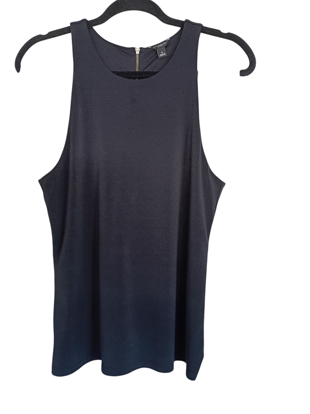 Ann Taylor Black Sleeveless Tank with High Neck Back Zipper SZ S